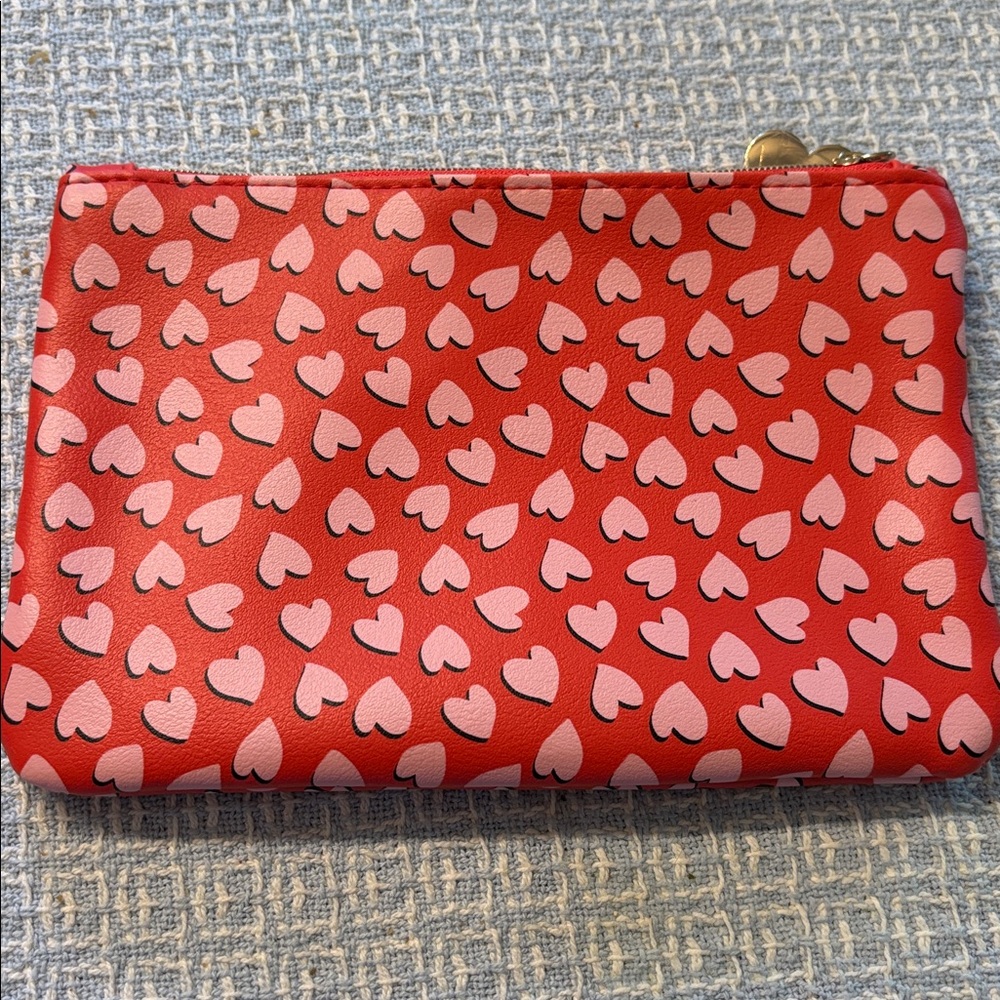 ipsy Red and Pink Heart Cosmetic Bag